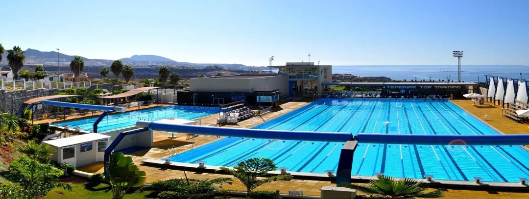Outdoor 50 m pool for a swimming training camp in Tenerife, Spain